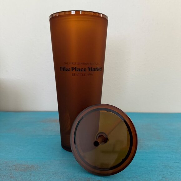 Starbucks Pike Place Amber Siren Soft Touch Plastic Cold Cup 24 oz NEW - Picture 6 of 7